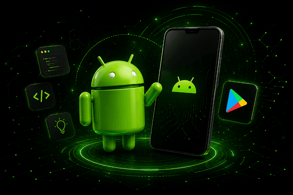 3D Android Mascot with phone display